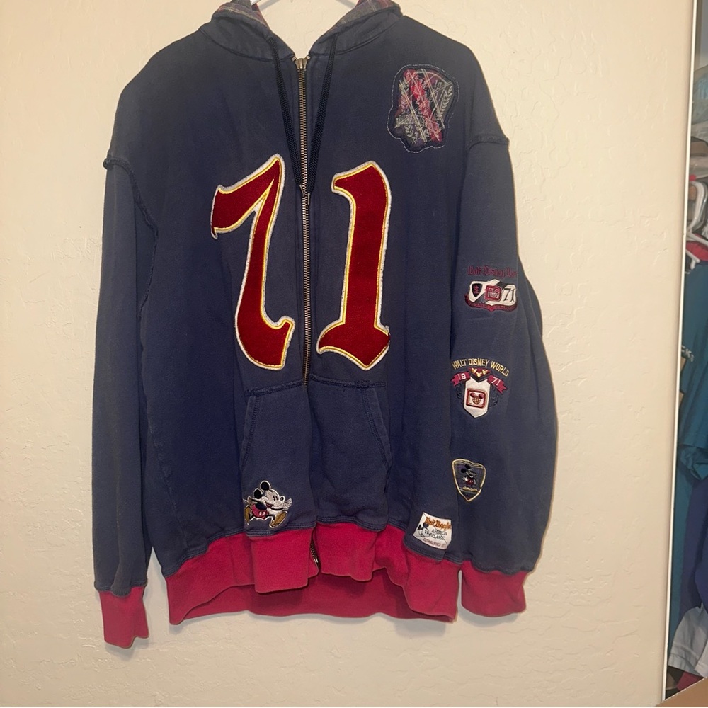 Disney Navy and Red Hoodie with Plaid Lining